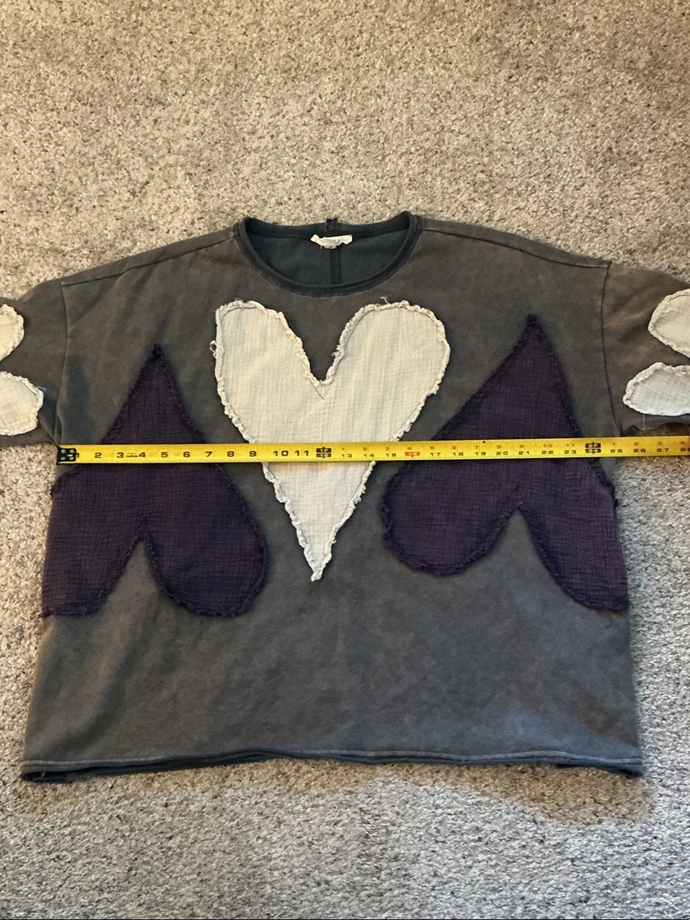 Oli & Hali Gray Tee with Cream and Deep Purple Heart Patches - Picture 10 of 14